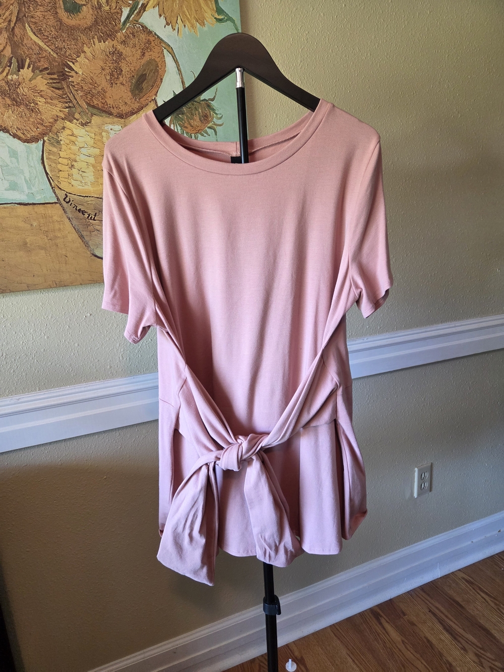 NWOT Agnes & Dora Blush Pink Tie-Front Short Sleeve Top